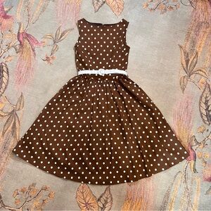 Lindy Bop Brown Polka Dot Midi Dress